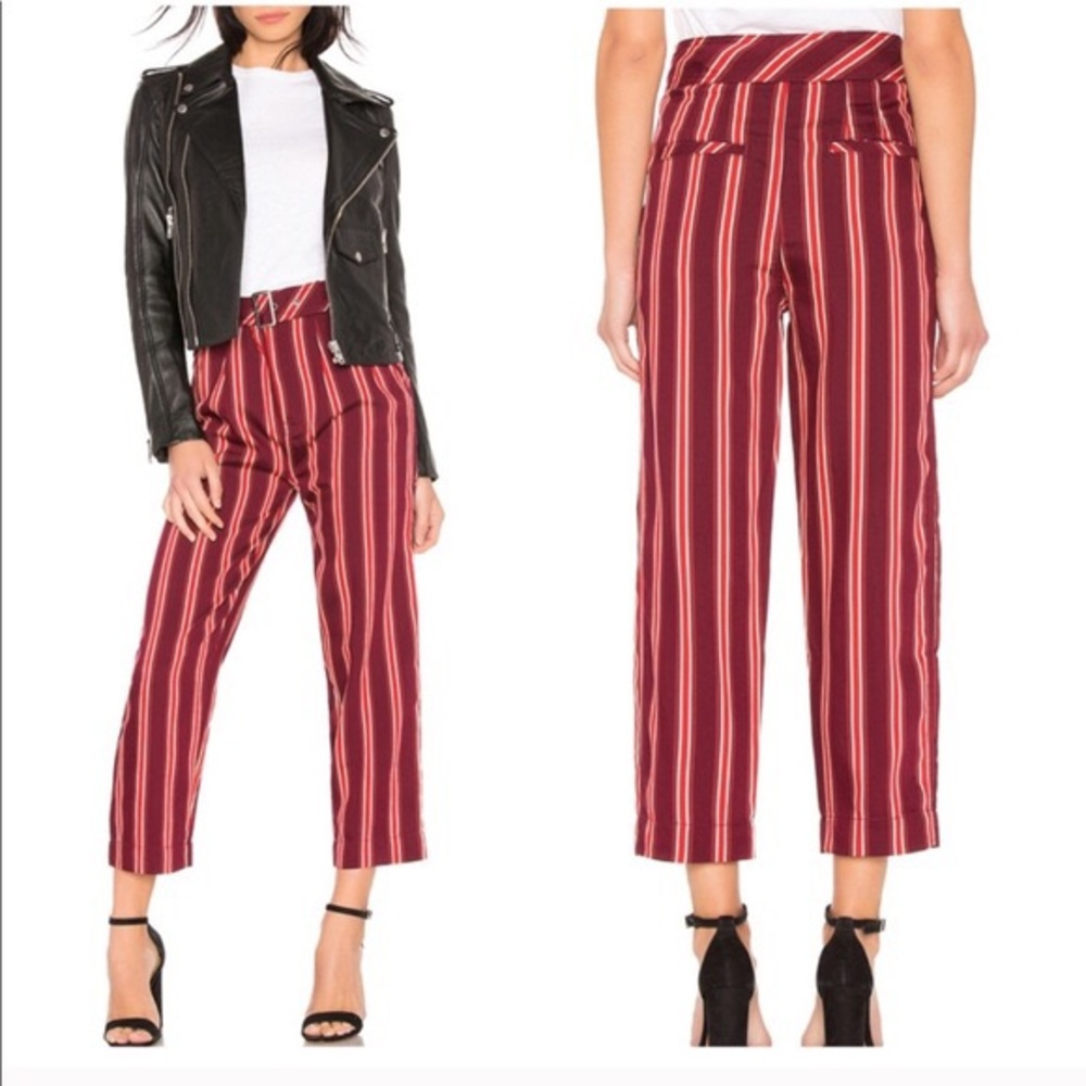 Women’s Trousers Deep Red Striped